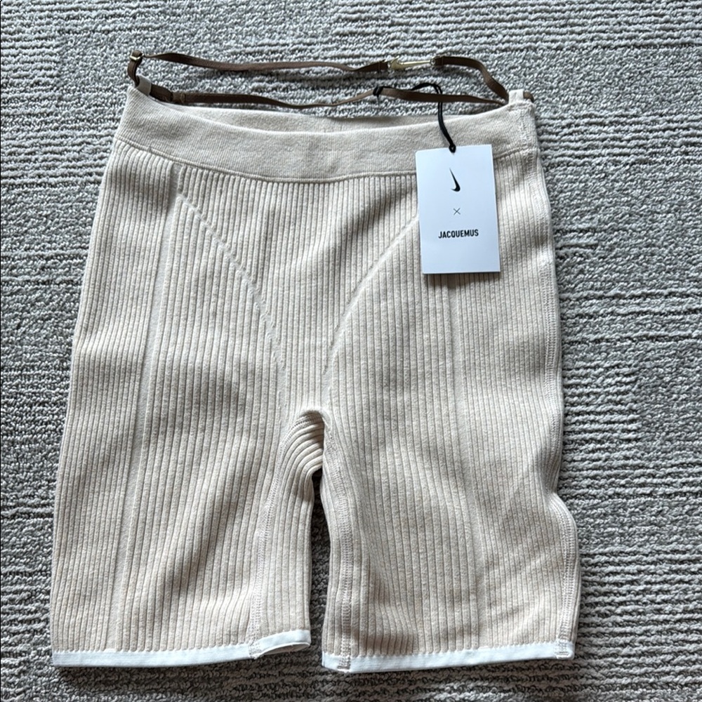 Jacquemus Beige Ribbed Bike Shorts